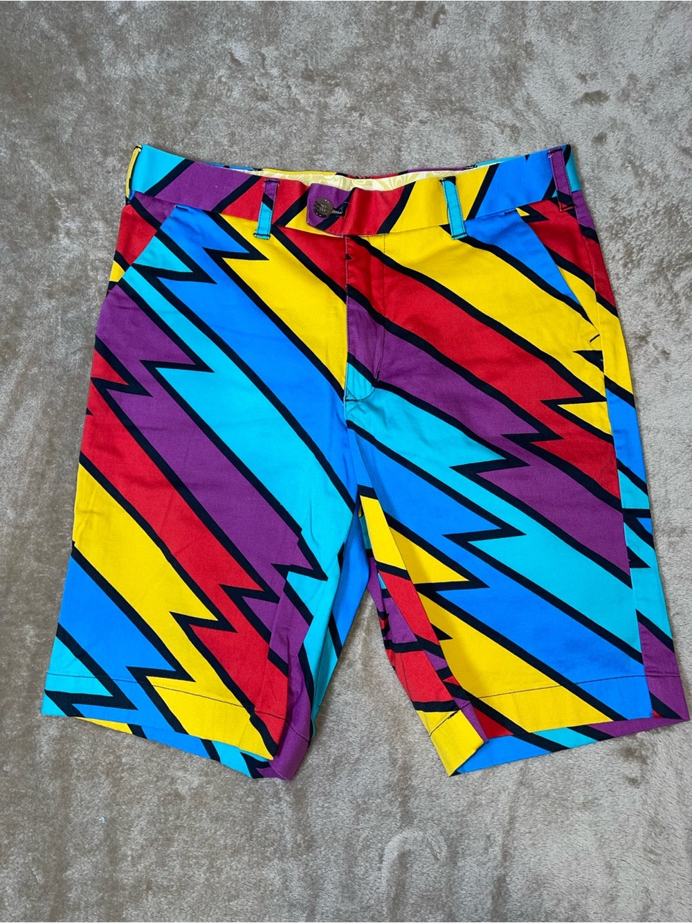 Loudmouth Men's size 32 Multicolor Lightning-Print Flat Front Shorts